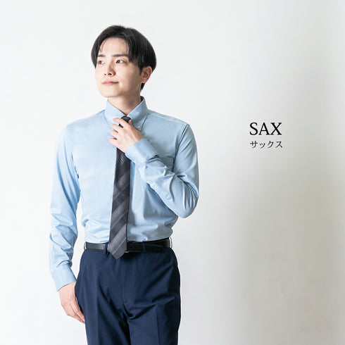 【日本製】長袖 ビジネスシャツ イージーケア ノンアイロン ボタンダウン メンズ イージーフォーマルシャツ ホワイト(2021-SS22-wh)